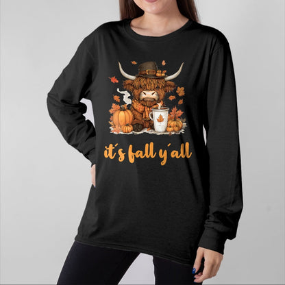 Best Thanksgiving Family Shirt , Funny Thanksgiving UnisexT-Shirt/Hoodie/Sweatshirt HLT00 - Scottish Highland Cow Fall Thanksgiving it´s Fall yáll T-Shirt