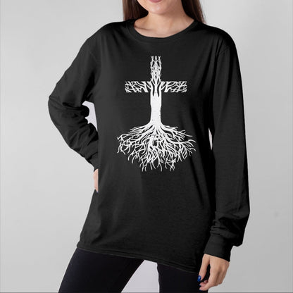 Christian Tee, Christian Faith Unisex T-Shirt/Hoodie/Sweatshirt HLT00 - Cross Roots God Jesus Christ Faith Religious Christian Gift T-Shirt