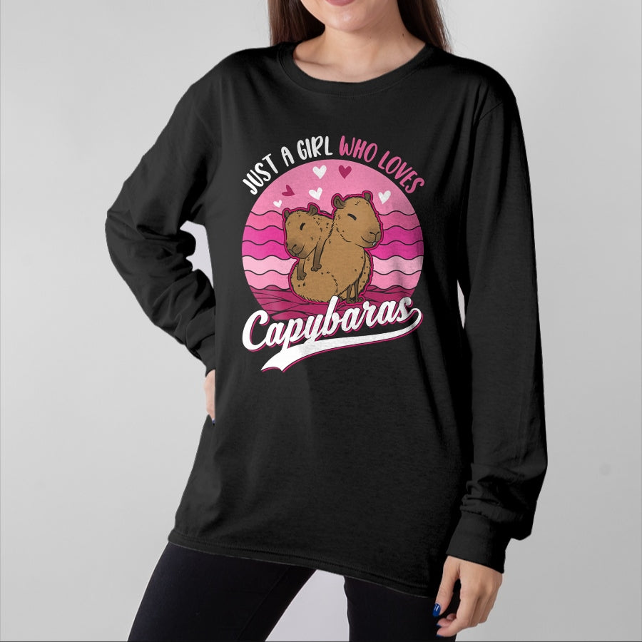 Cute Capybara Shirt, Funny Capybara Unisex T-Shirt/Hoodie/Sweatshirt HLT00 - Just a Girl who Loves Capybaras T-Shirt (7)