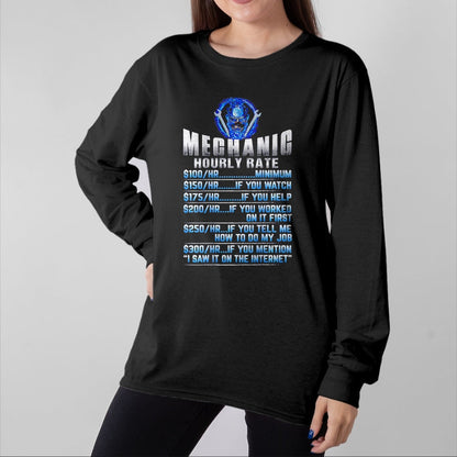Best Mechanic Life Shirt, Funny Mechanic UnisexT-Shirt/Hoodie/Sweatshirt HLT00 - Mechanic Hourly Rate Skull (on Back) T-Shirt