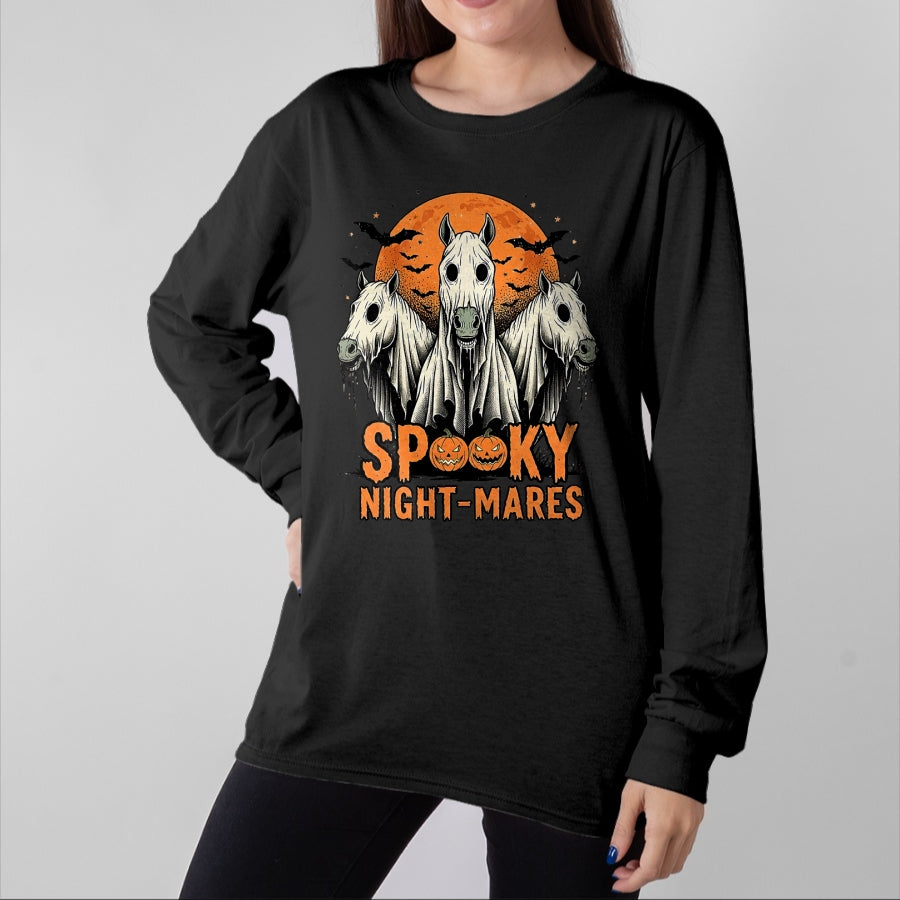 Best Horse Lover Shirt , Funny Horse UnisexT-Shirt/Hoodie/Sweatshirt HLT00 - Spooky Night-Mares Halloween Horse Ghost Funny Spooky Season T-Shirt