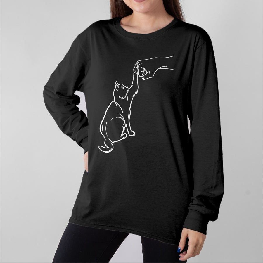 Cat Love Shirt, Funny Cat Lover Gift UnisexT-Shirt/Hoodie/Sweatshirt HLT00 - Funny Cat Best Friend Fist Bump Cat Lover T-Shirt