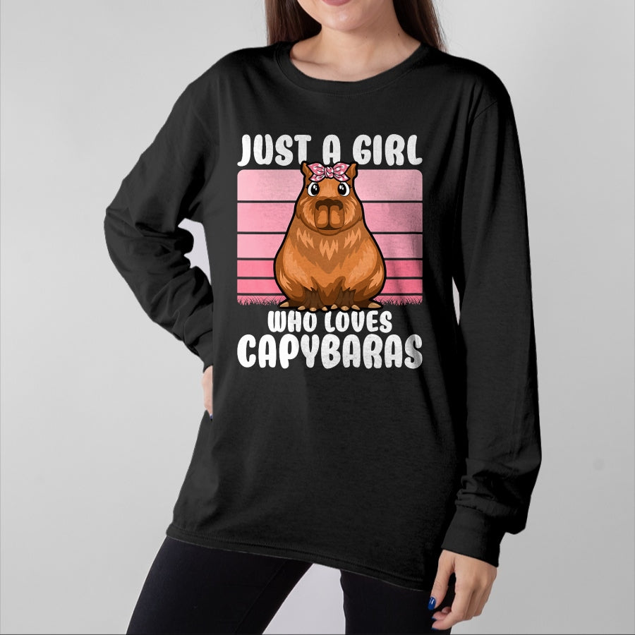 Cute Capybara Shirt, Funny Capybara Unisex T-Shirt/Hoodie/Sweatshirt HLT00 - Just A Girl Who Loves Capybaras Cute Girls Kids T-Shirt