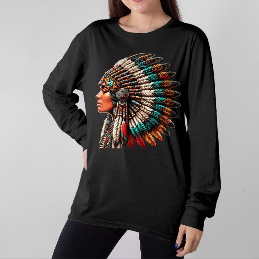 Native American T-Shirts, Vintage Native American Unisex T-Shirt/Hoodie/Sweatshirt HLT00 - Native American Woman Indian Warrior for Women