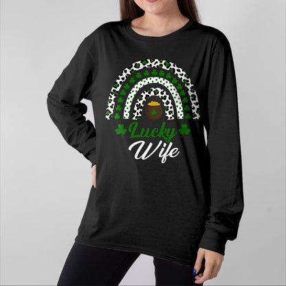 Best Wife Shirt, Wife and Husband Unisex T-Shirt/Hoodie/Sweatshirt HLT00 - Gift for wife T shirt, lucky wife   Lucky Wife Rainbow St Patricks Day Lucky Wife Long Sleeve T-Shir (3)