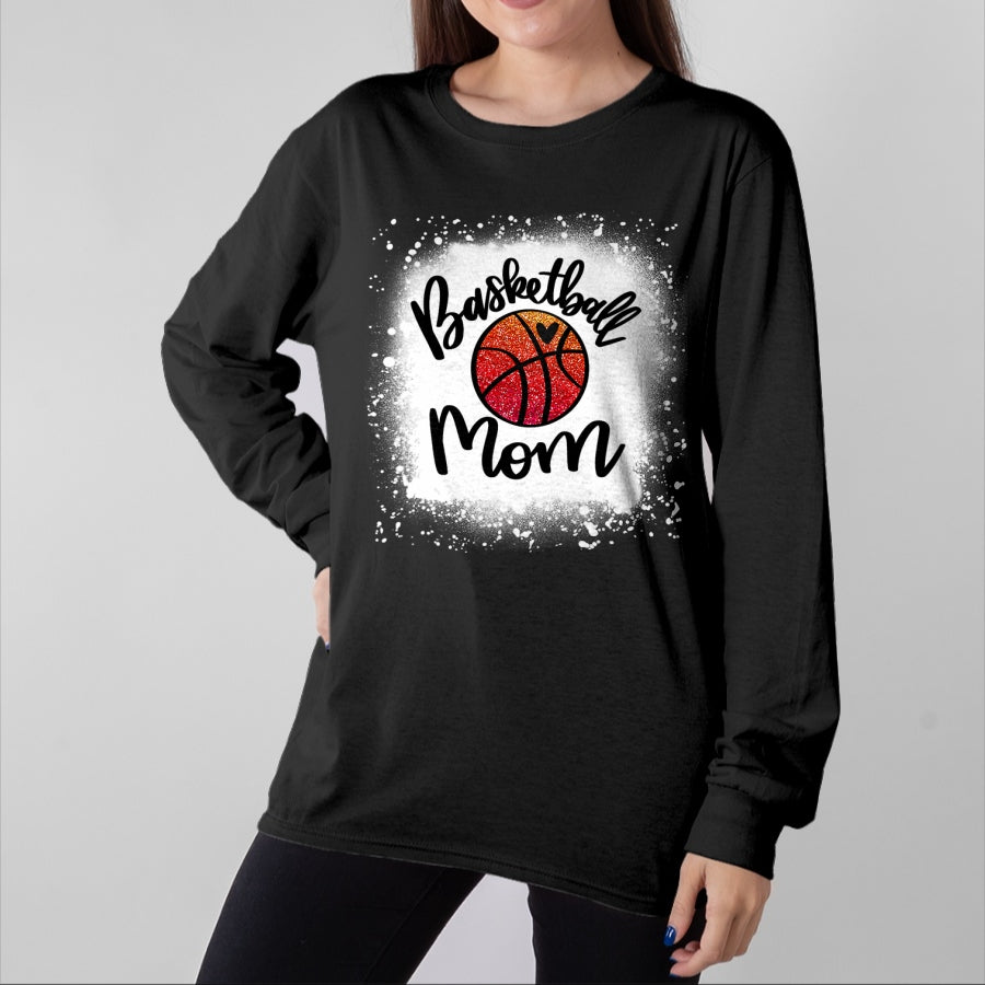 Gift for Mom Shirt, Funny Mom Unisex T-Shirt/Hoodie/Sweatshirt HLT00 - Leopard Bleached Basketball Mom Game Day Gift T-Shirt