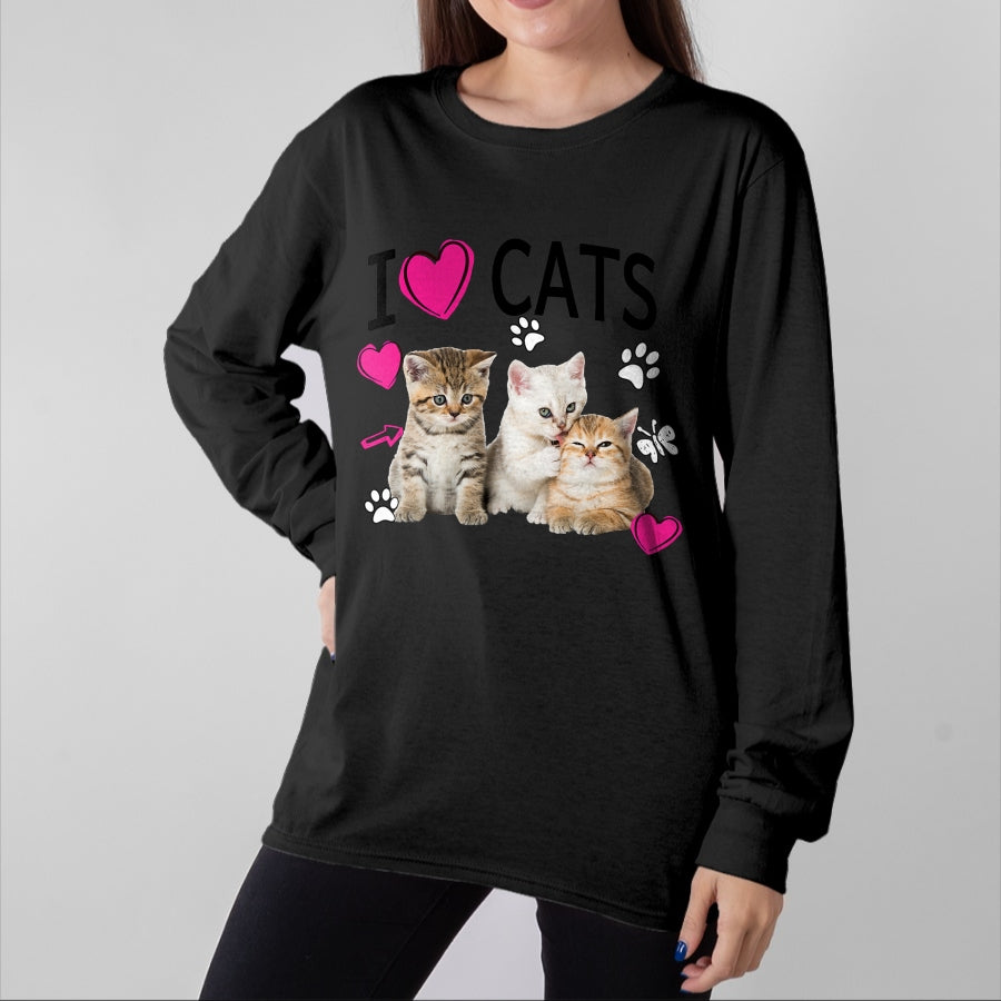 Cat Love Shirt, Funny Cat Lover Gift UnisexT-Shirt/Hoodie/Sweatshirt HLT00 - Cat Lover Tee Cute I Love Cats Kittens Hearts Paws Gift Idea T-Shirt