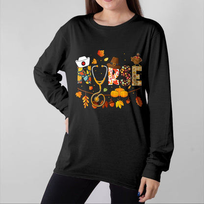 Funny Nurse Shirt, Nurse Unisex T-Shirt/Hoodie/Sweatshirt HLT00 - Nurse Thanksgiving Shirt Health Worker Nursing Fall Turkey T-Shirt