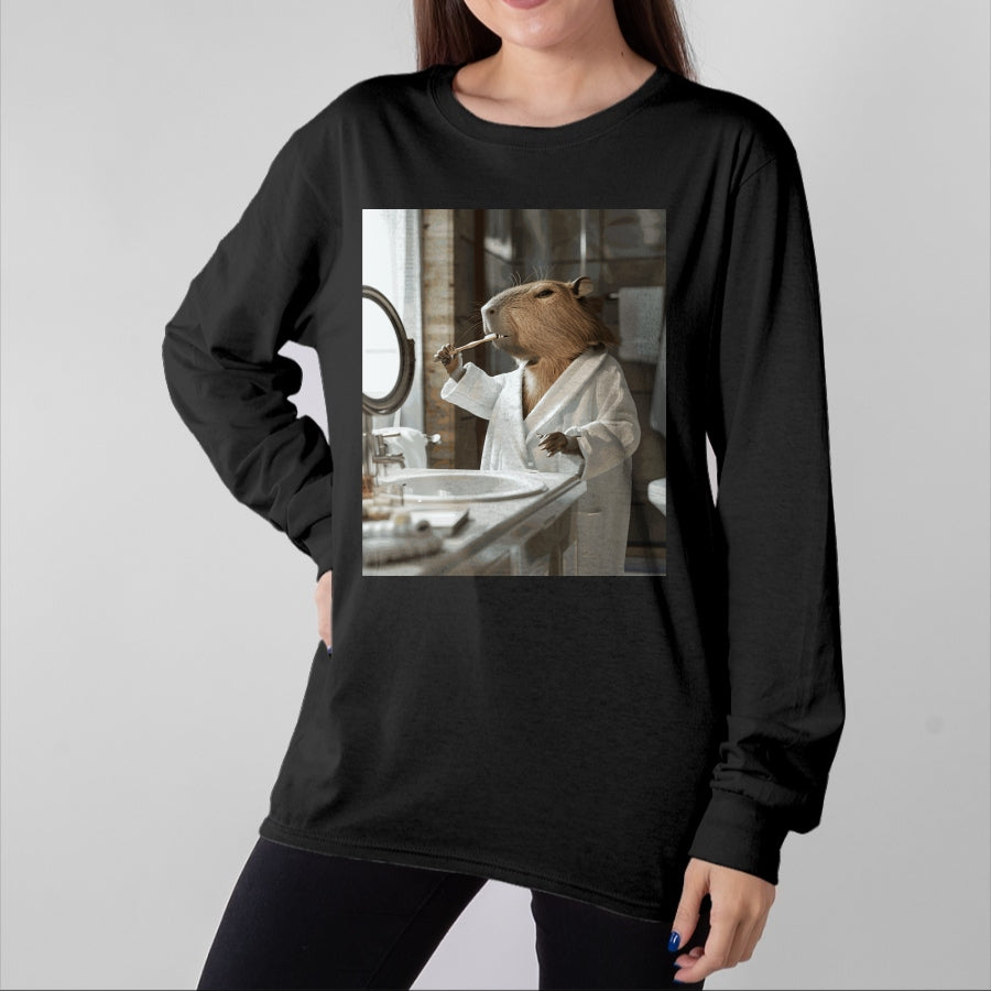 Cute Capybara Shirt, Funny Capybara Unisex T-Shirt/Hoodie/Sweatshirt HLT00 - Funny Graphic Capybara Long Sleeve T-Shirt (11)