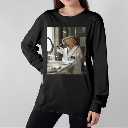 Cute Capybara Shirt, Funny Capybara Unisex T-Shirt/Hoodie/Sweatshirt HLT00 - Funny Graphic Capybara Long Sleeve T-Shirt (11)