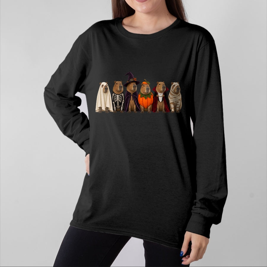 Cute Capybara Shirt, Funny Capybara Unisex T-Shirt/Hoodie/Sweatshirt HLT00 - Funny Capybara Halloween Costumes Ghost Pumpkin Skeleton T-Shirt