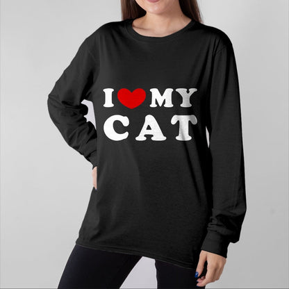 Cat Love Shirt, Funny Cat Lover Gift UnisexT-Shirt/Hoodie/Sweatshirt HLT00 - I Love My Cat, I Heart My Cat T-Shirt, Men, Black, 3X-Large