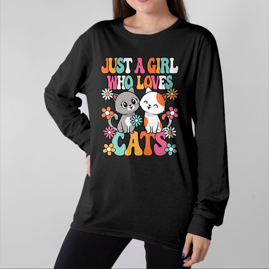 Cat Love Shirt, Funny Cat Lover Gift UnisexT-Shirt/Hoodie/Sweatshirt HLT00 - Just A Girl Who Loves Cats Cute Cat Lover Kitten Girls Kids T-Shirt