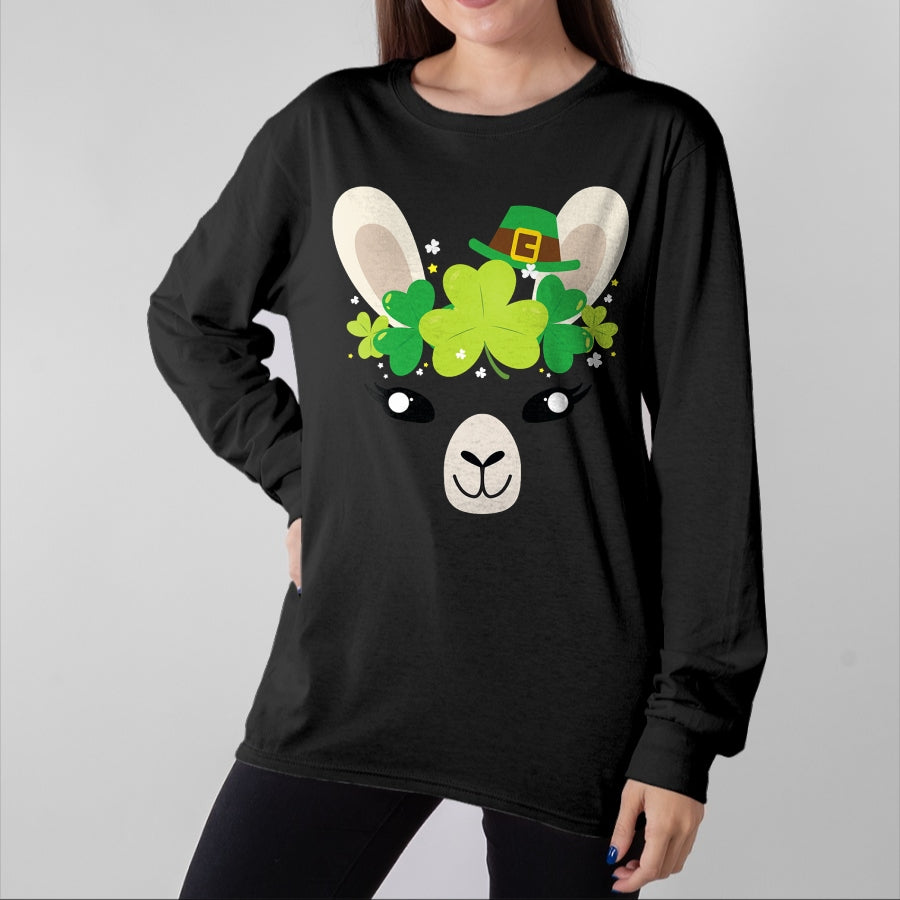 Gift for Mom Shirt, Funny Mom Unisex T-Shirt/Hoodie/Sweatshirt HLT00 - Llama St Patricks Day Shirt Kids Lucky Girl Mom Gift Tee T-Shirt