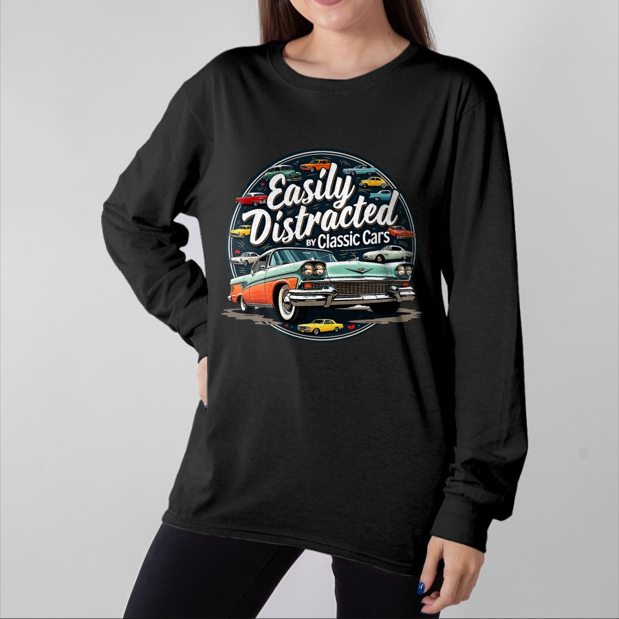 Best Mechanic Life Shirt, Funny Mechanic UnisexT-Shirt/Hoodie/Sweatshirt HLT00 - Easily Distracted By Classic Cars Shirt Vintage Old Car Guy T-Shirt