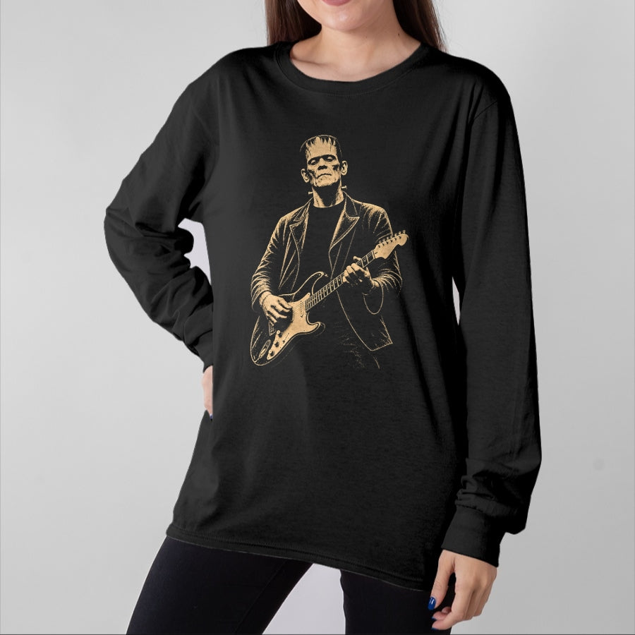 Guitar Lover Shirt, Funny Guitar UnisexT-Shirt/Hoodie/Sweatshirt HLT00 - Vintage Frankenstein Playing Guitar Halloween Frankenstein T-Shirt