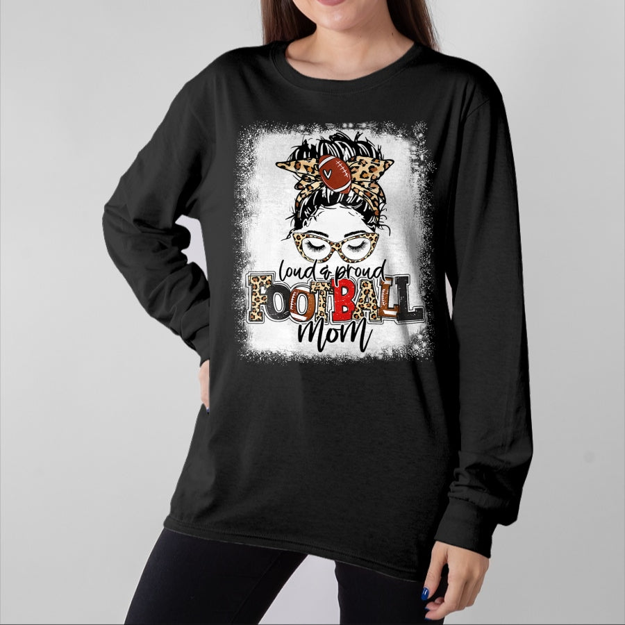 Gift for Mom Shirt, Funny Mom Unisex T-Shirt/Hoodie/Sweatshirt HLT00 - Loud And Proud Football Mom Bleached Leopard Football Mama T-Shirt