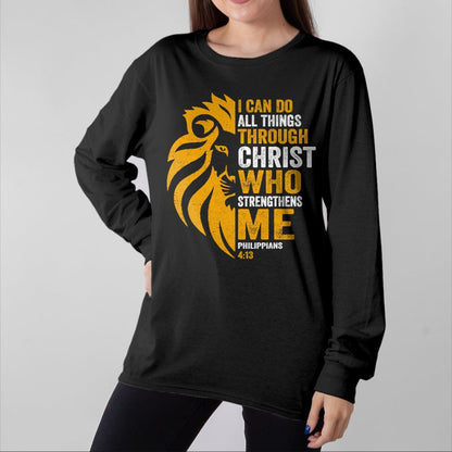 Christian Tee, Christian Faith Unisex T-Shirt/Hoodie/Sweatshirt HLT00 - I Can Do All Thing Through Christ Lion Philippians Faith T-Shirt