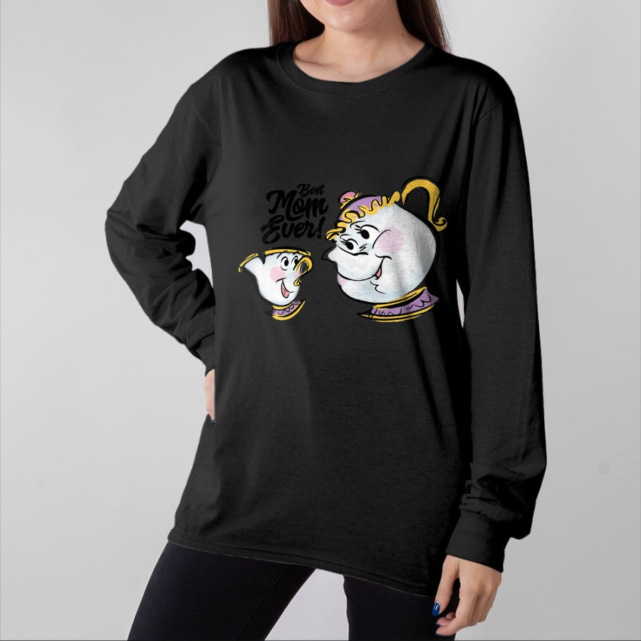 Gift for Mom Shirt, Funny Mom Unisex T-Shirt/Hoodie/Sweatshirt HLT00 - Disney Beauty and the Beast Chip Mrs. Potts Best Mom Ever T-Shirt