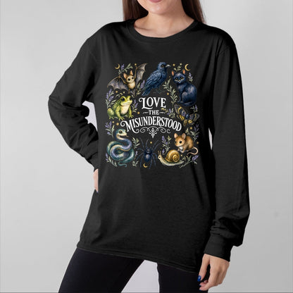 Cat Love Shirt, Funny Cat Lover Gift UnisexT-Shirt/Hoodie/Sweatshirt HLT00 - Love The Misunderstood Bat Frog Raven Snake Cat Moth Spider T-Shirt