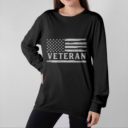 Proud Veteran Shirt, Funny Veteran UnisexT-Shirt/Hoodie/Sweatshirt HLT00 - Veteran Grey Vintage USA Flag Father_s Day Patriot T-Shirt