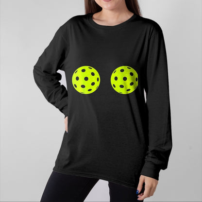 Funny Pickleball Shirt, Pickleball Lover Unisex T-Shirt/Hoodie/Sweatshirt HLT00 - Funny Pickleball Ball Boobs Matching Humor for Women Mommies T-Shirt, Women, Pink Heather, X-Large