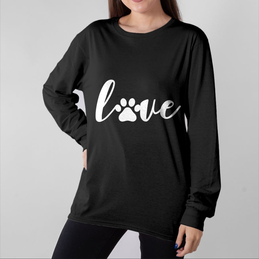 Dog Love Shirt, Dog Lover Gift T-Shirt/Hoodie/Sweatshirt HLT00 - Paw Print Love Heart Funny Cool Dog Cat Mom Pet Animal Lover T-Shirt