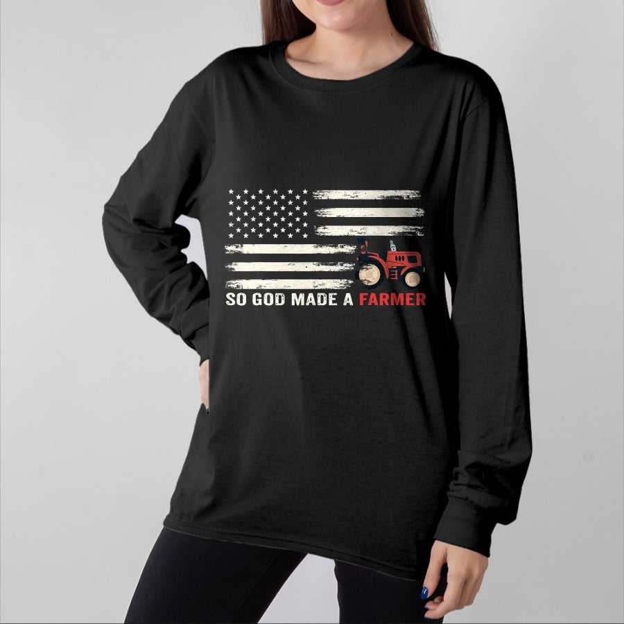 Best Farmer Life Shirt, Funny Farmer UnisexT-Shirt/Hoodie/Sweatshirt HLT00 - So God Made A Farmer, USA Flag of Farmer T-Shirt for Women Men
