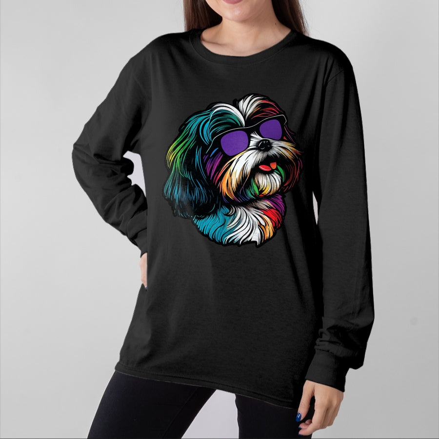 Dog Love Shirt, Dog Lover Gift T-Shirt/Hoodie/Sweatshirt HLT00 - Dad Mom Cool Dog Sunglasses - Shih Tzu T-Shirt
