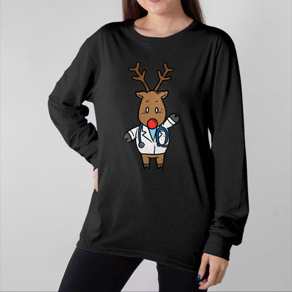 Best Doctor Shirt, Funny Doctor UnisexT-Shirt/Hoodie/Sweatshirt HLT00 - Reindeer Doctor Nurse Stethoscope Medical Christmas PJ T-Shirt