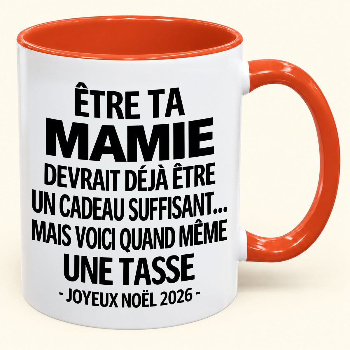 Être ta mamie est déjà un cadeau suffisant – Mug bicolore humoristique – Cadeau de Noël 2026 (SKU2610-198) MUGFR