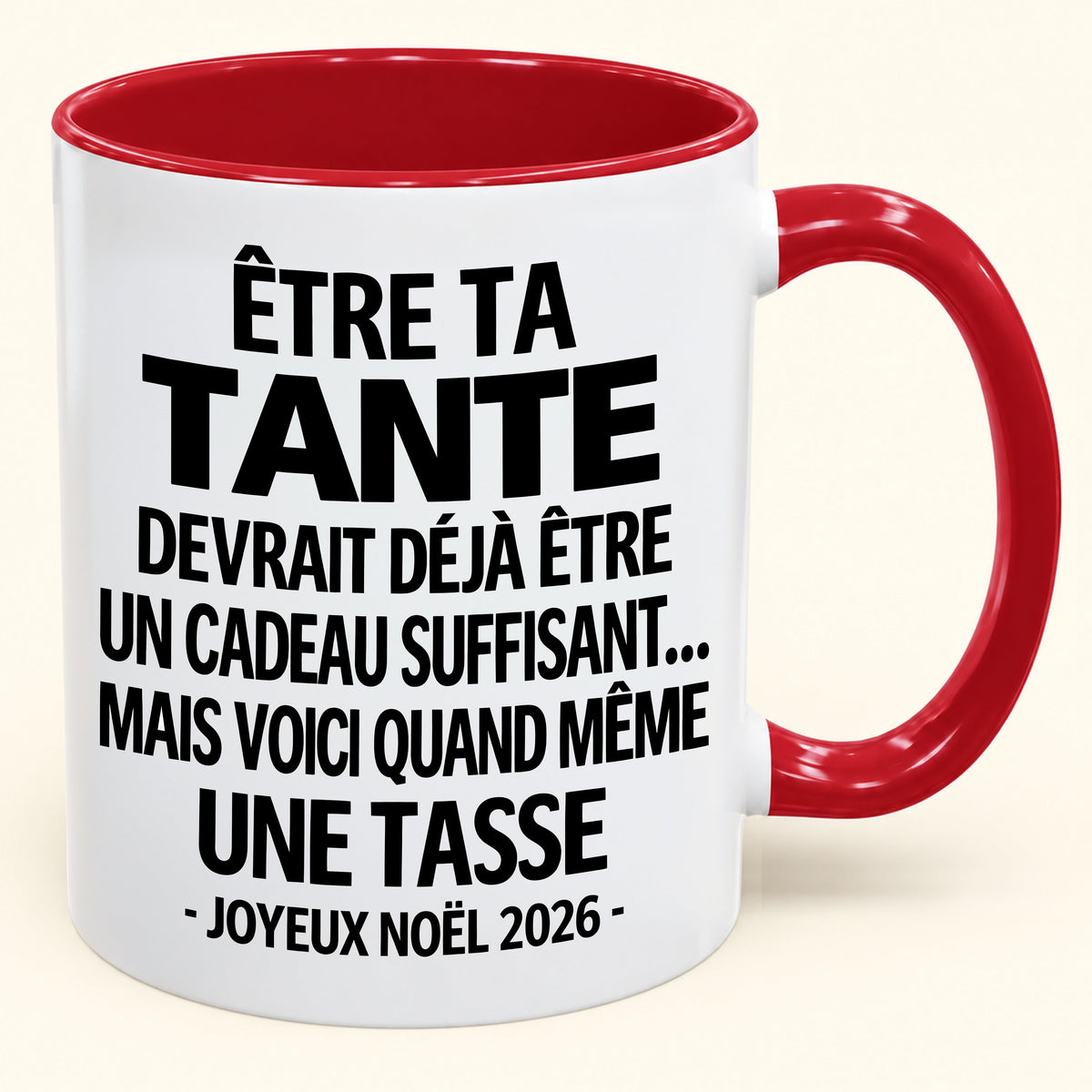 Être ta tante est déjà un cadeau suffisant – Mug bicolore humoristique – Cadeau de Noël 2026 (SKU2610-158) MUGFR