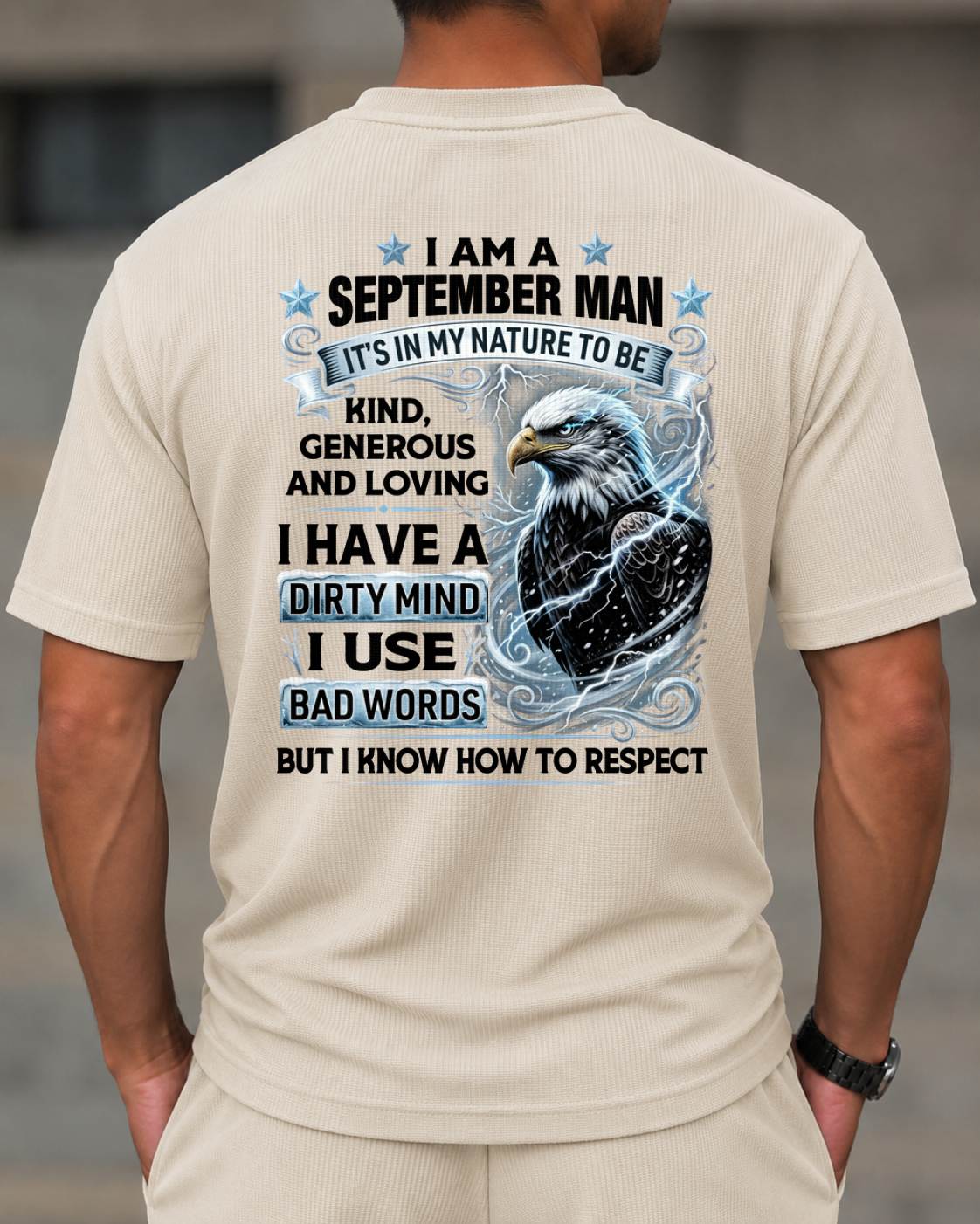 SEPTEMBER - I AM A MAN KIND, GENEROUS AND LOVING - BIRTHDAY CASUAL SUIT FOR MEN - NINA09 (SKU2607-256-09) | Waffle casual suit A09-739