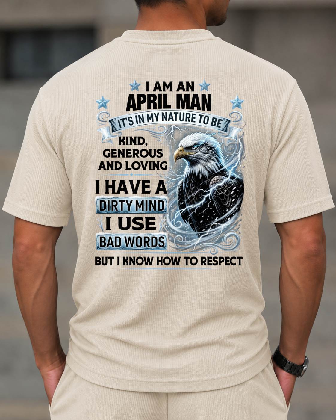 APRIL - I AM A MAN KIND, GENEROUS AND LOVING - BIRTHDAY CASUAL SUIT FOR MEN - NINA04 (SKU2607-256-04) | Waffle casual suit A09-739