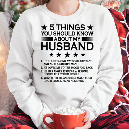 5 THINGS YOU SHOULD KNOW ABOUT MY HUSBAND - T SHIRT GIFT FROM HUSBAND - NINA00 (SKU2605-36-00)
