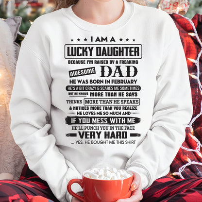 February - Lucky Daughter of Awesome Dad - Perfect Gift For Daughter From Dad - nina02 (SKU08-47-02)