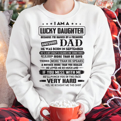 September - Lucky Daughter of Awesome Dad - Perfect Gift For Daughter From Dad - nina09 (SKU08-47-09)