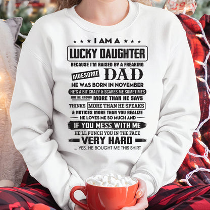 November - Lucky Daughter of Awesome Dad - Perfect Gift For Daughter From Dad - nina11 (SKU08-47-11)