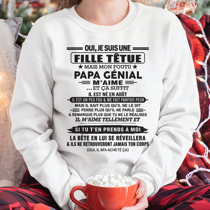AOÛT - Oui, je suis une fille têtue – T-shirt | Cadeau d’anniversaire de papa pour sa fille - NINA08 / fr08 (SKU12-214-08)