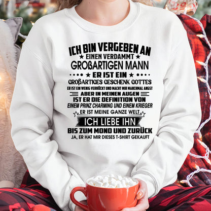 ICH BIN VERGEBEN AN EINEN VERDAMMT GROßARTIGEN MANN - Das perfekte Geschenk für deine Freundin - GER/NINA00 (SKU2605-392-00)