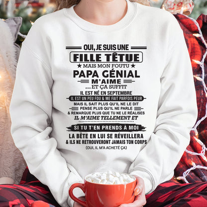 SEPTEMBRE - Oui, je suis une fille têtue – T-shirt | Cadeau d’anniversaire de papa pour sa fille - NINA09 / fr09 (SKU12-214-09)