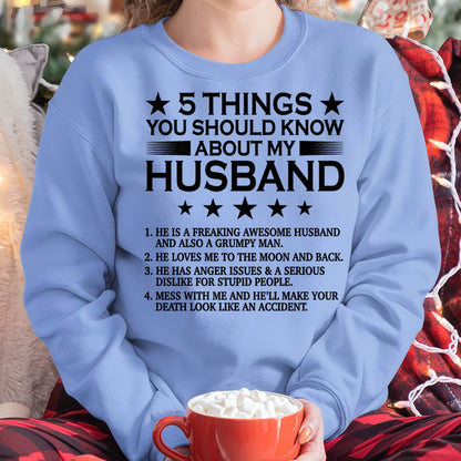 5 THINGS YOU SHOULD KNOW ABOUT MY HUSBAND - T SHIRT GIFT FROM HUSBAND - NINA00 (SKU2605-36-00)