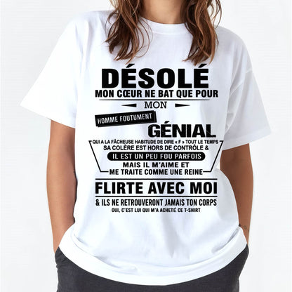 DÉSOLÉ MON CŒUR NE BAT QUE POUR MON HOMME FOUTUMENT GÉNIAL - DE SON MARI - FR00/NINA00 (SKU26T-01161-00)