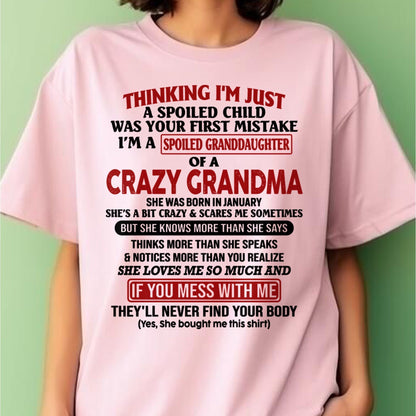 JANUARY - I'M A SPOILED GRANDDAUGHTER OF A CRAZY GRANDMA - From Grandma - NINA01 (SKU-GMD1-NTT01)