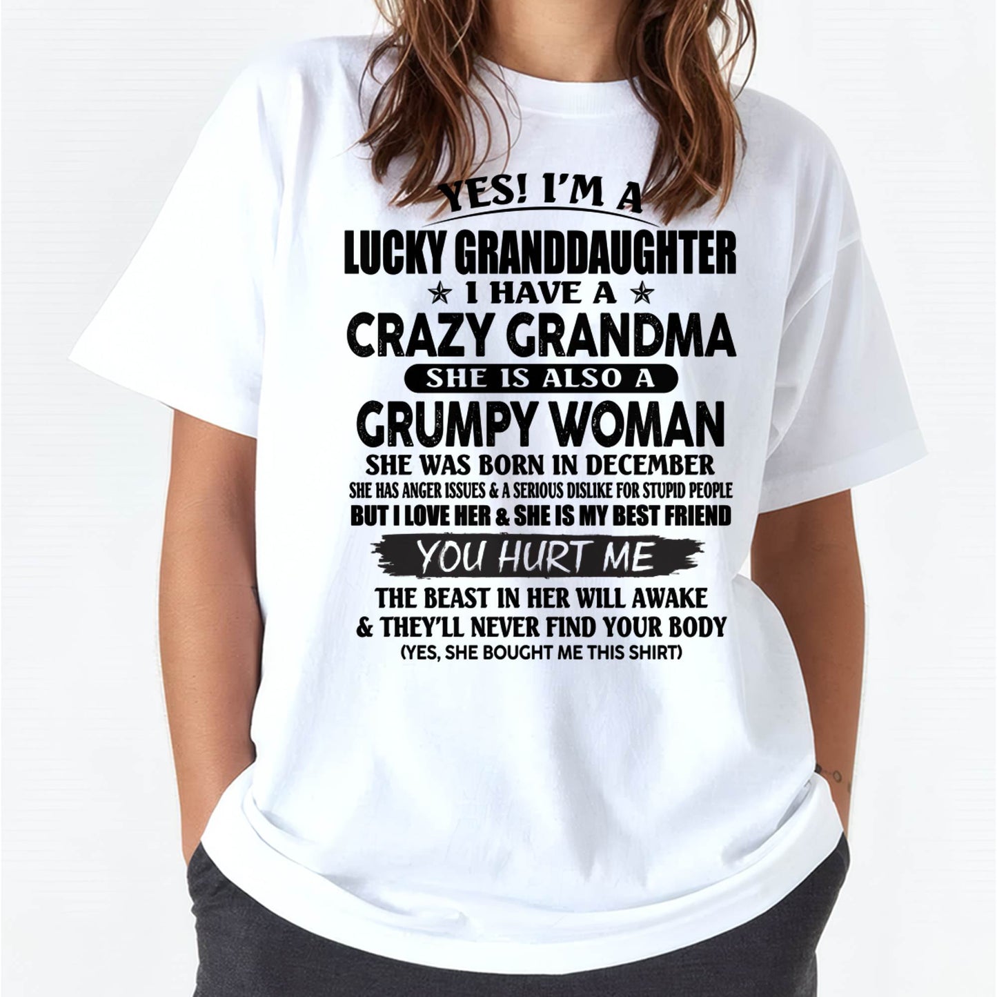 DECEMBER - LUCKY GRANDDAUGHTER OF CRAZY GRANDMA - PERFECT GIFT FROM GRANDMA - NINA12 (SKU12-146-12)