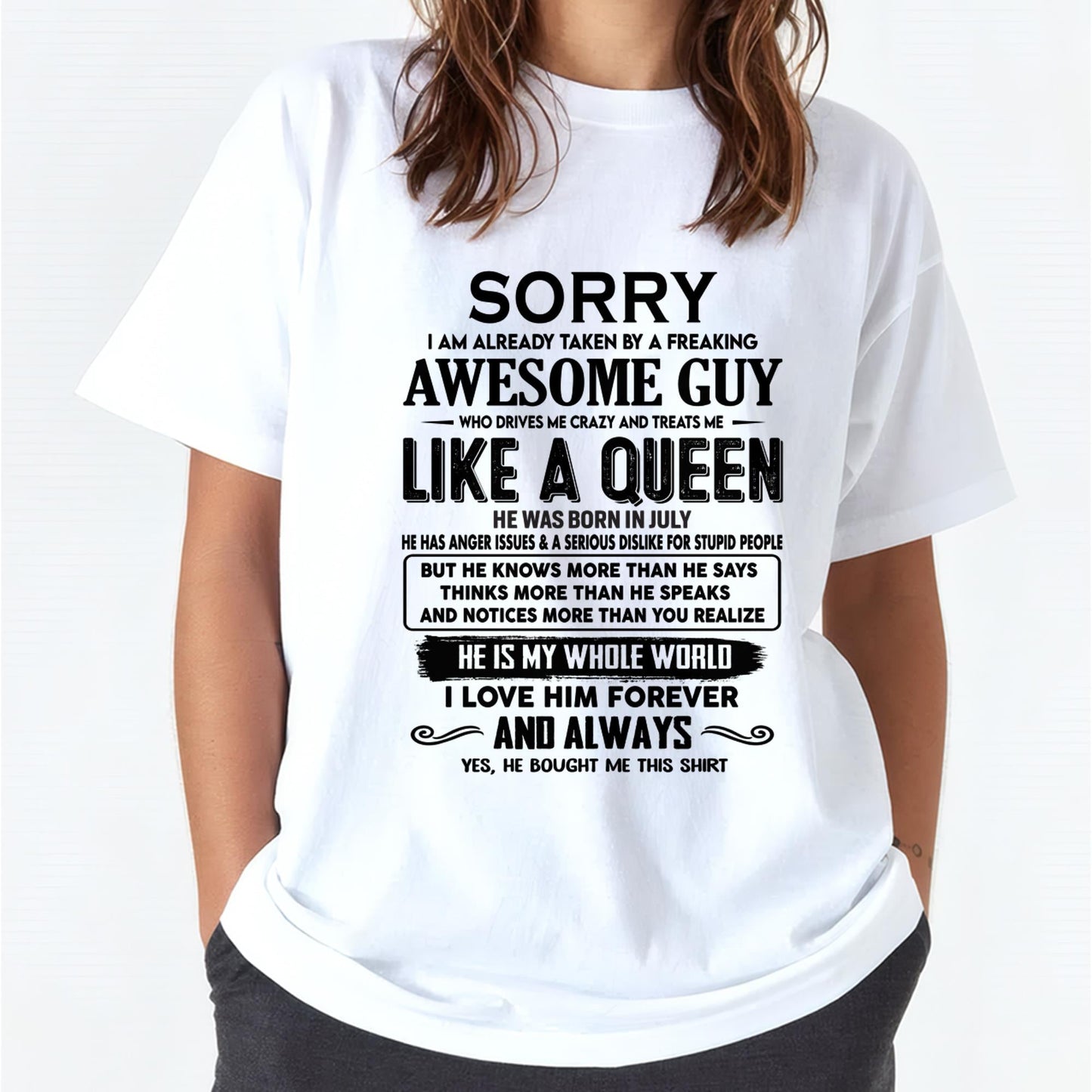 July - Sorry I am already taken by a freaking awesome guy - Gift for Wife From Husband - NINA07 (SKU-SRG-07)