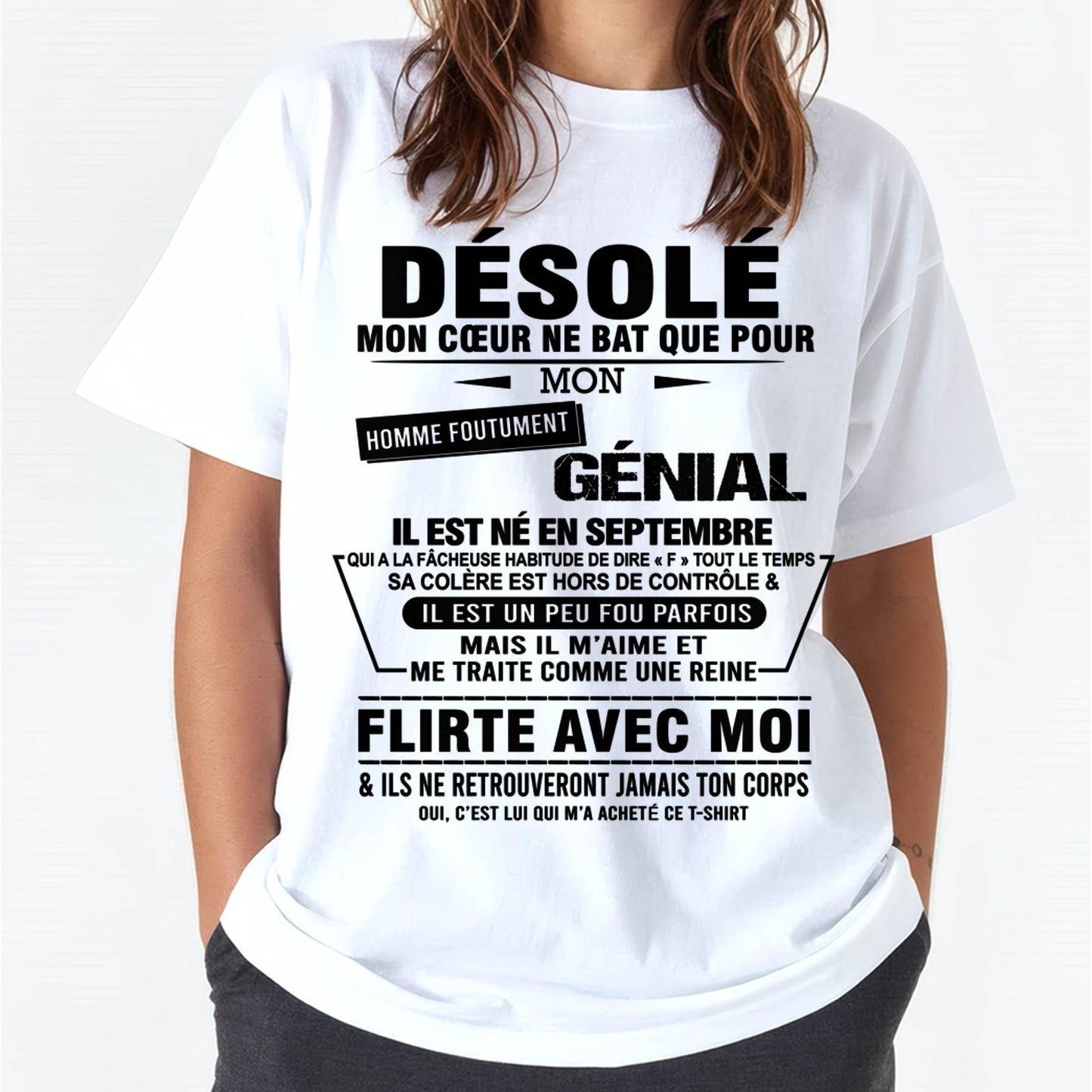 SEPTEMBRE – DÉSOLÉ, MON CŒUR NE BAT QUE POUR MON HOMME FOUTUMENT GÉNIAL – DE SON MARI – FR09/NINA09 (SKU26T-01161-09)