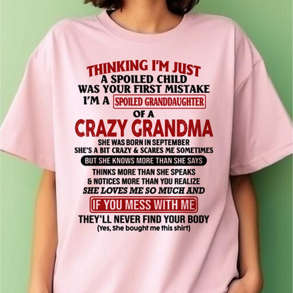 SEPTEMBER - I'M A SPOILED GRANDDAUGHTER OF A CRAZY GRANDMA - From Grandma - NINA09 (SKU-GMD1-NTT09)
