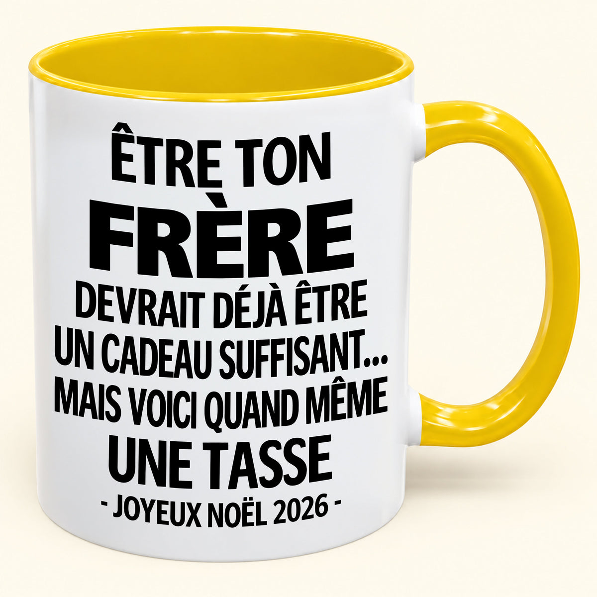 Être ton frère est déjà un cadeau suffisant – Mug bicolore humoristique – Cadeau de Noël 2026 (SKU2610-156) MUGFR