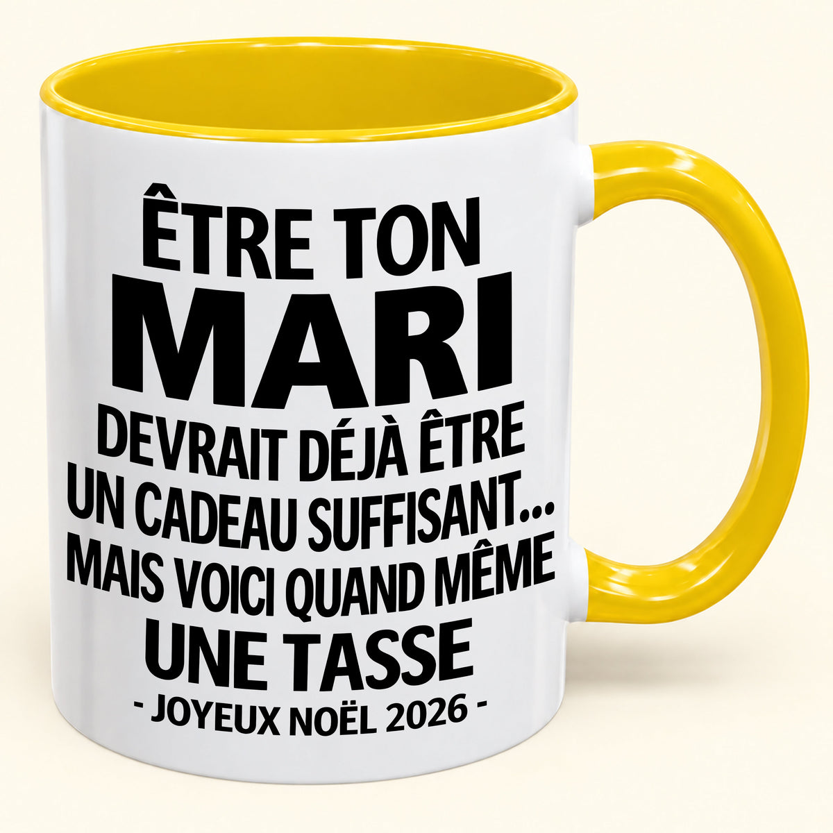 Être ton mari est déjà un cadeau suffisant – Mug bicolore humoristique – Cadeau de Noël 2026 (SKU2610-199) MUGFR